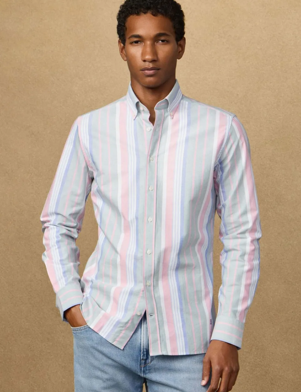 Slim Fit Pure Cotton Striped Oxford Shirt