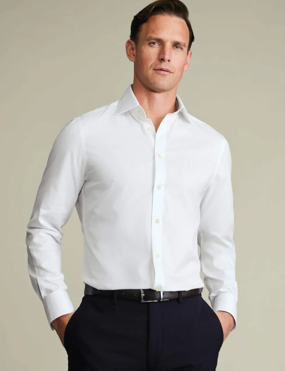 Slim Fit Pure Cotton Textured Luxury Shirt
