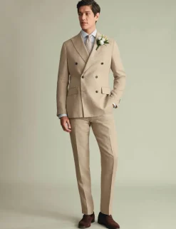 Slim Fit Pure Linen Double Breasted Suit Jacket