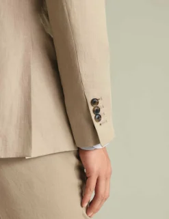 Slim Fit Pure Linen Double Breasted Suit Jacket