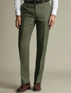 Slim Fit Pure Linen Flat Front Trousers