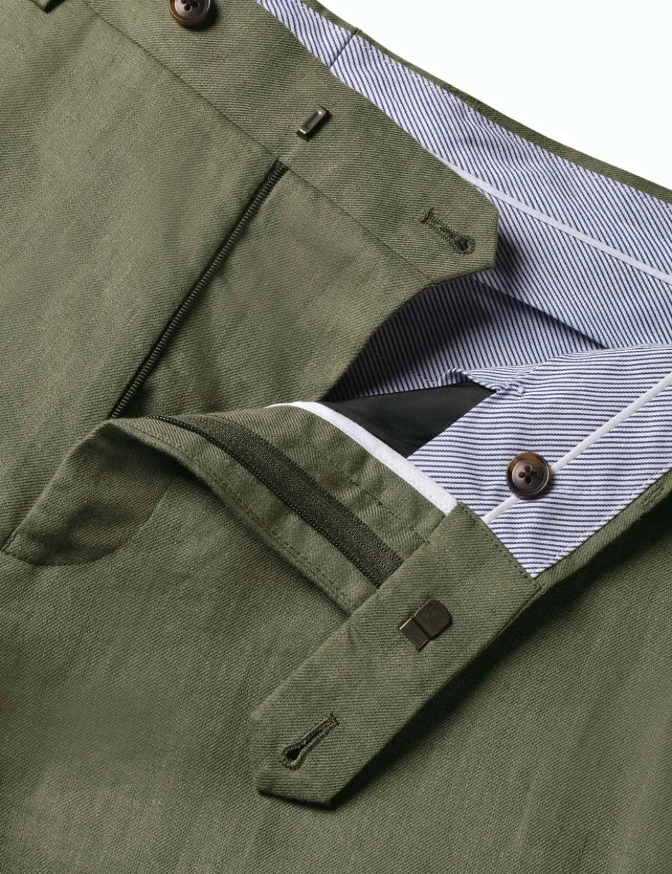 Slim Fit Pure Linen Flat Front Trousers
