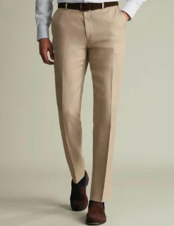 Slim Fit Pure Linen Flat Front Trousers