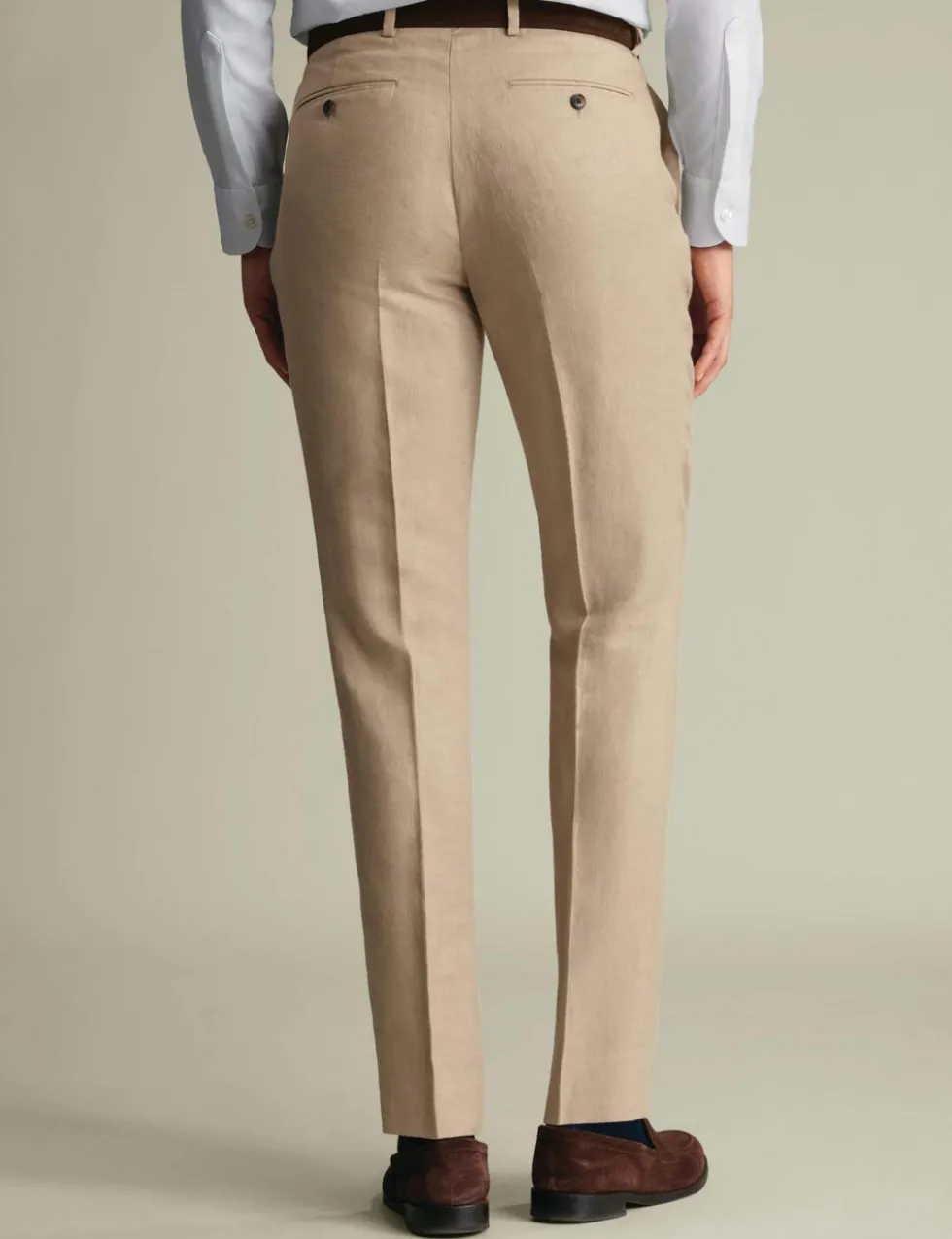 Slim Fit Pure Linen Flat Front Trousers