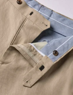 Slim Fit Pure Linen Flat Front Trousers