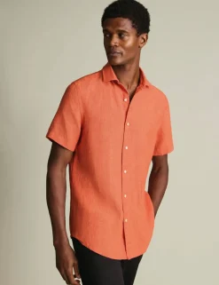 Slim Fit Pure Linen Short Sleeve Shirt