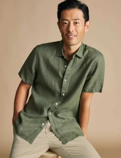 Slim Fit Pure Linen Short Sleeve Shirt