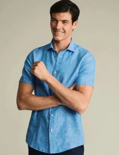 Slim Fit Pure Linen Short Sleeve Shirt