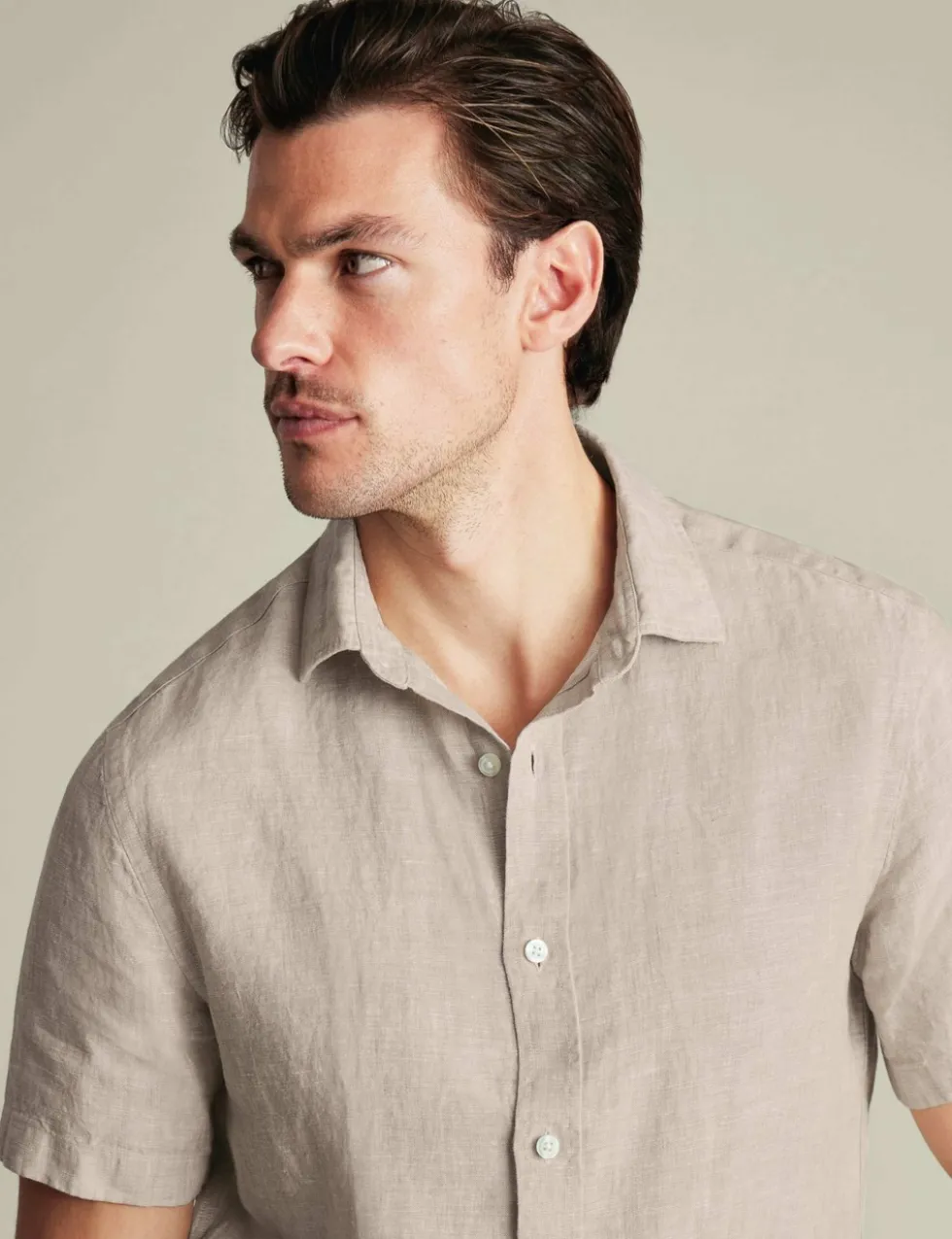 Slim Fit Pure Linen Short Sleeve Shirt