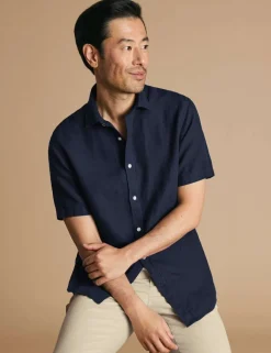 Slim Fit Pure Linen Short Sleeve Shirt