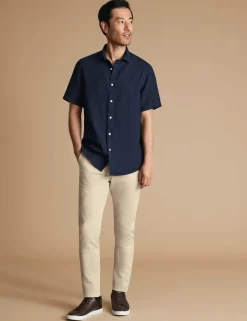 Slim Fit Pure Linen Short Sleeve Shirt