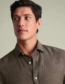 Slim Fit Pure Linen Short Sleeve Shirt