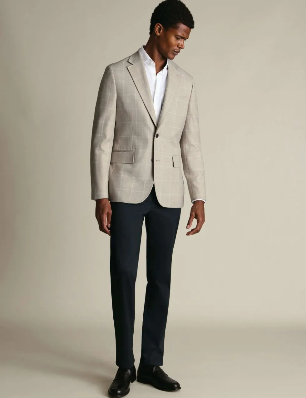 Slim Fit Pure Wool Check Textured Blazer
