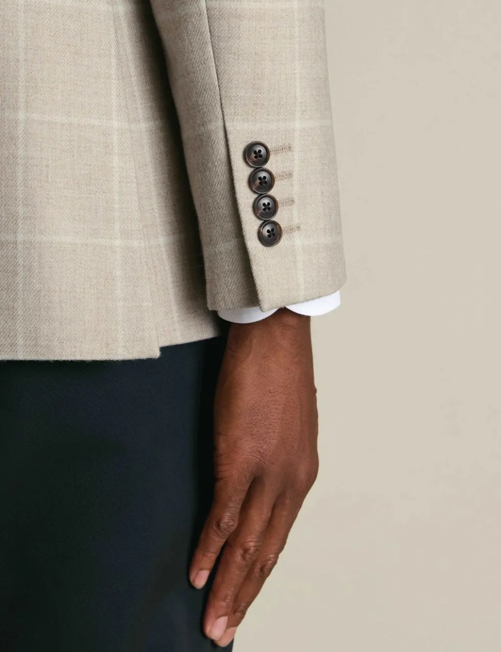 Slim Fit Pure Wool Check Textured Blazer