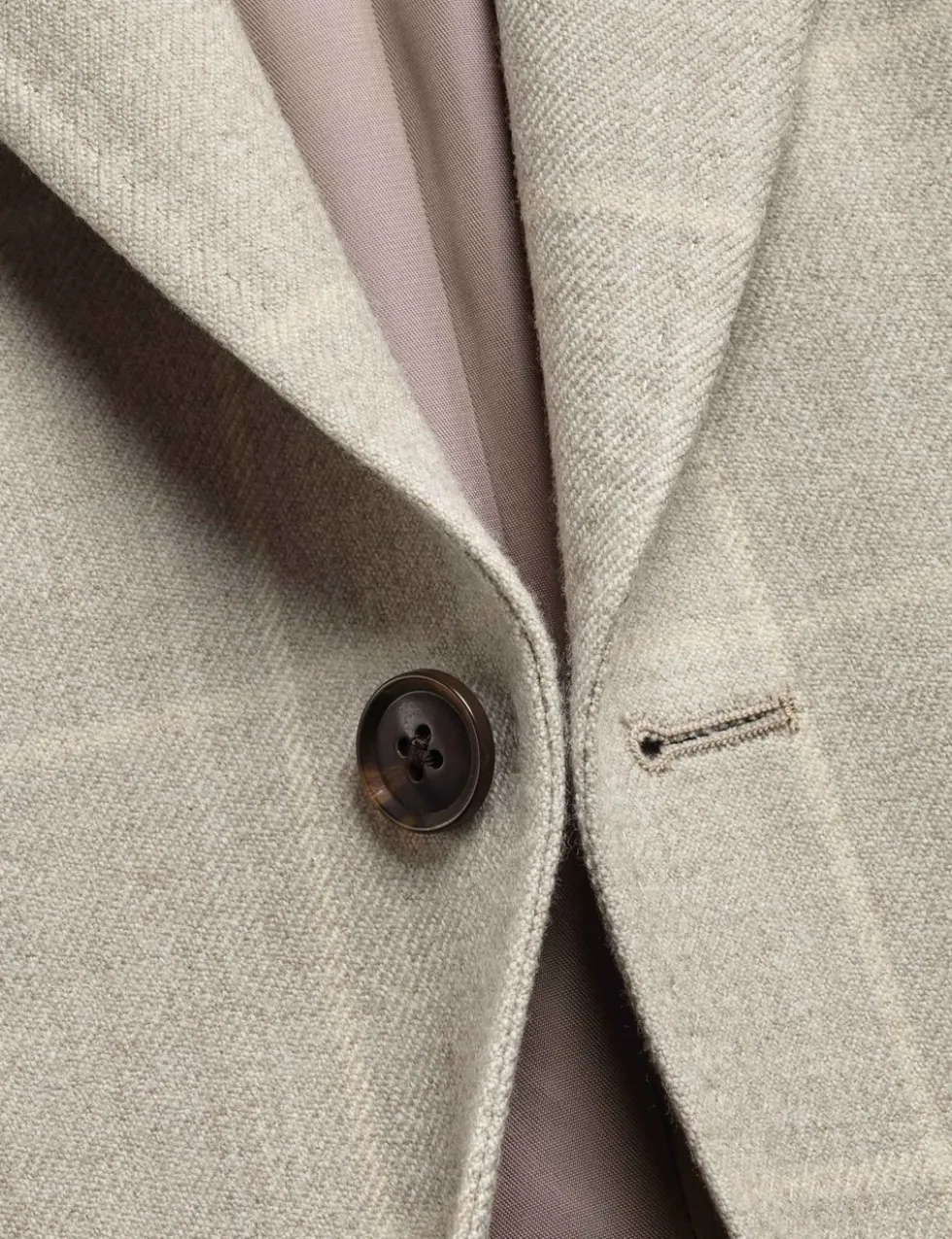 Slim Fit Pure Wool Check Textured Blazer