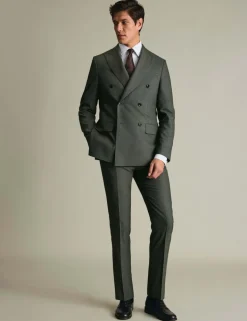 Slim Fit Pure Wool Double Breasted Suit Jacket