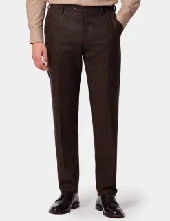 Slim Fit Pure Wool Herringbone Suit Trousers