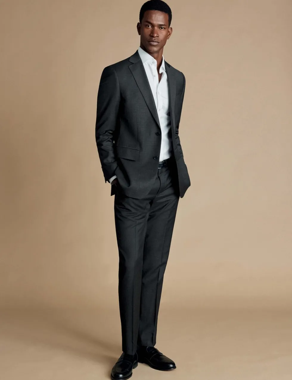 Slim Fit Pure Wool Twill Suit Trousers