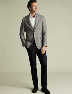 Slim Fit Pure Wool Twill Textured Jacket