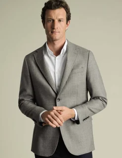 Slim Fit Pure Wool Twill Textured Jacket