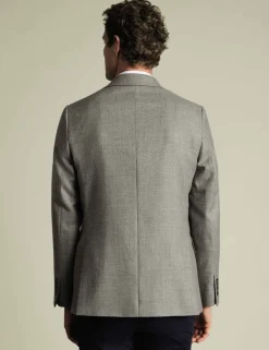 Slim Fit Pure Wool Twill Textured Jacket