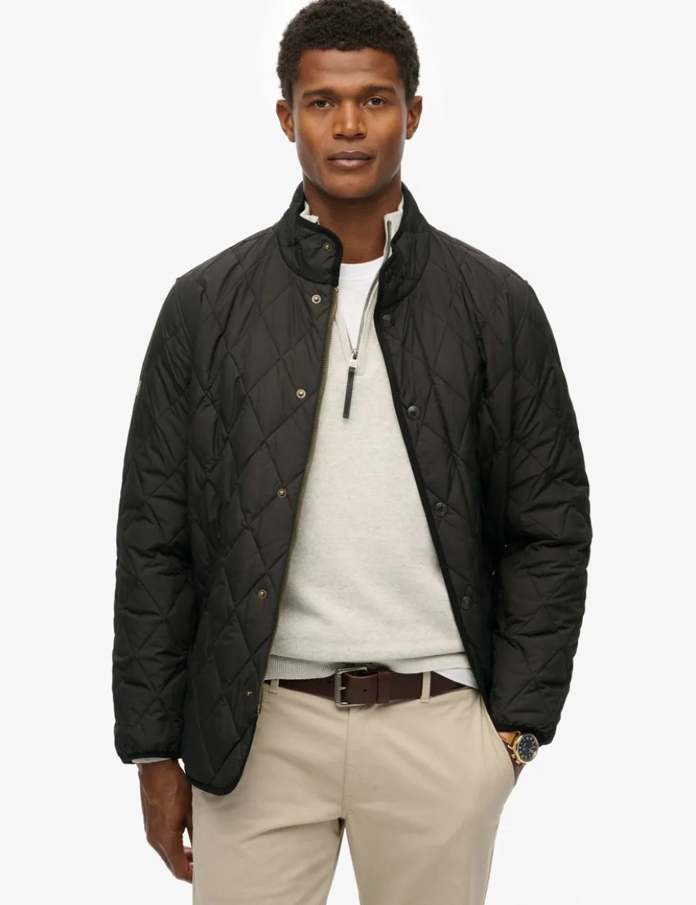 Slim Fit Quilted Funnel Neck Estate Jacket