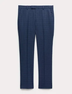 Slim Fit Textured Check Stretch Trousers