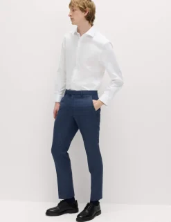 Slim Fit Textured Check Stretch Trousers