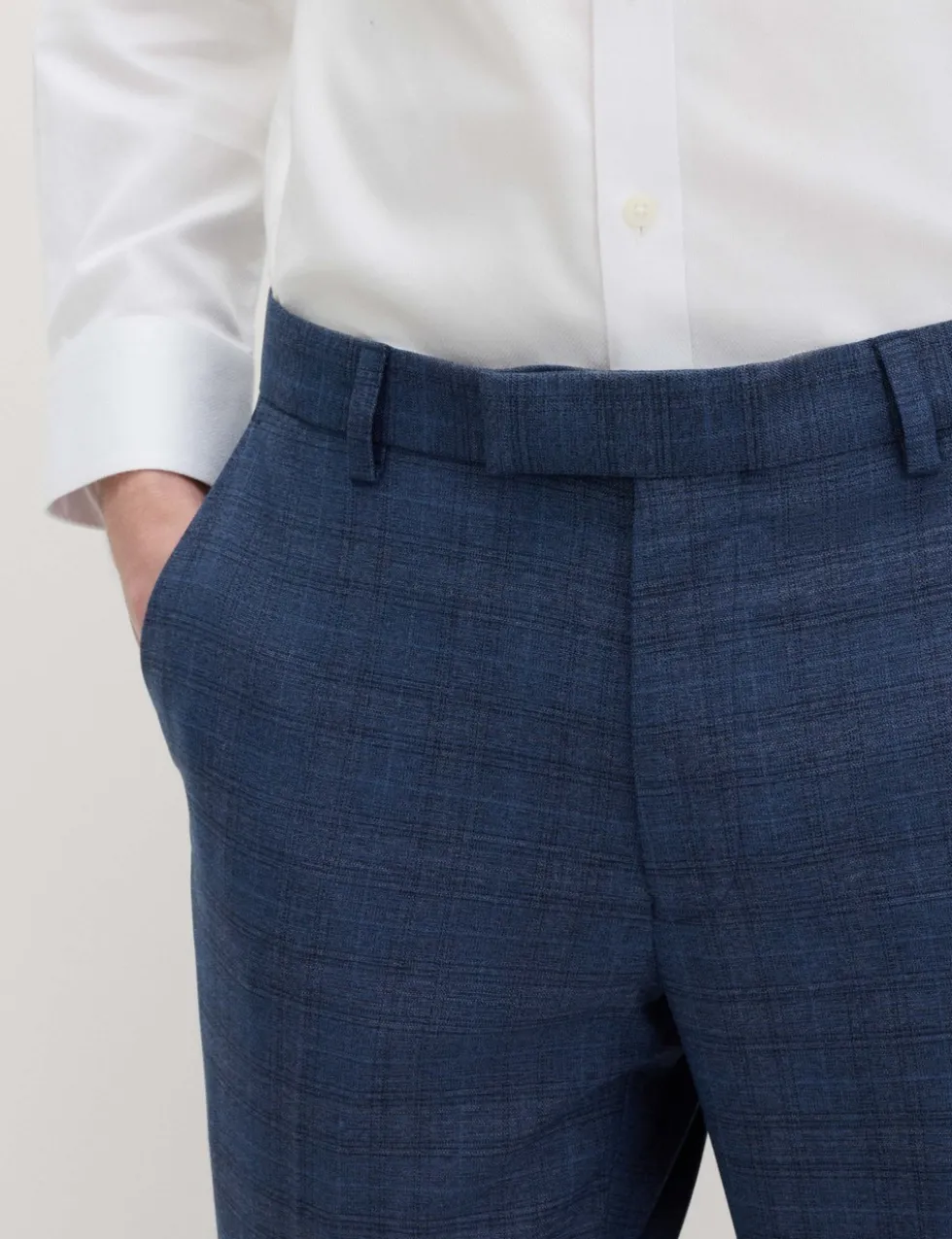 Slim Fit Textured Check Stretch Trousers