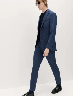 Slim Fit Textured Check Stretch Trousers