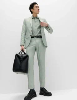Slim Fit Textured Stretch Trousers