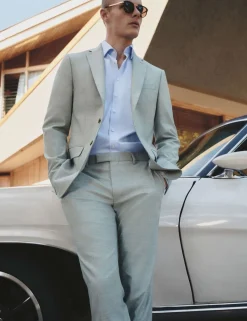 Slim Fit Textured Stretch Suit Jacket