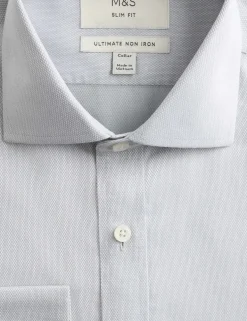 Slim Fit Ultimate Non Iron Pure Cotton Textured Shirt