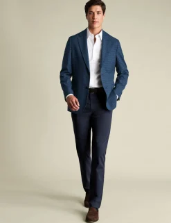 Slim Fit Wool Blend Check Textured Blazer