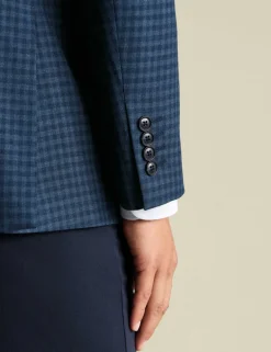 Slim Fit Wool Blend Check Textured Blazer