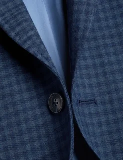 Slim Fit Wool Blend Check Textured Blazer