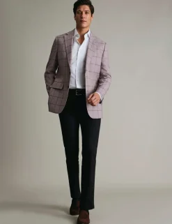 Slim Fit Wool Blend Check Suit Jacket