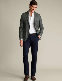 Slim Fit Wool Blend Prince of Wales Check Jacket