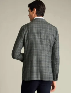 Slim Fit Wool Blend Prince of Wales Check Jacket