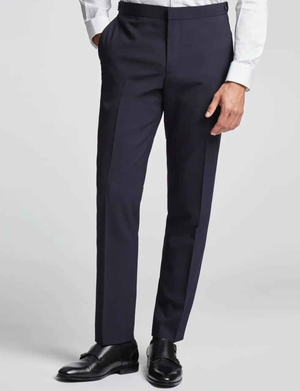 Slim Fit Wool Rich Plain Tuxedo Trousers