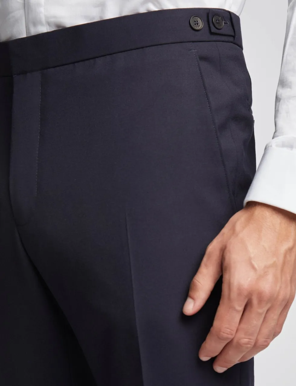 Slim Fit Wool Rich Plain Tuxedo Trousers