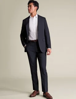 Slim Fit Wool Rich Striped Trousers