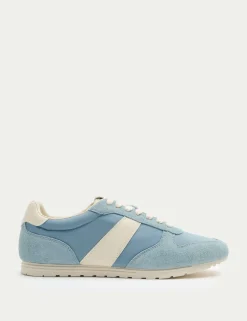 Slim Line Leather Mix Runner Trainers