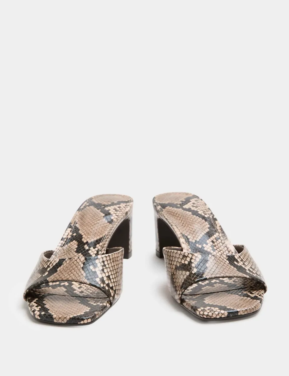 Snake Print Block Heel Mules