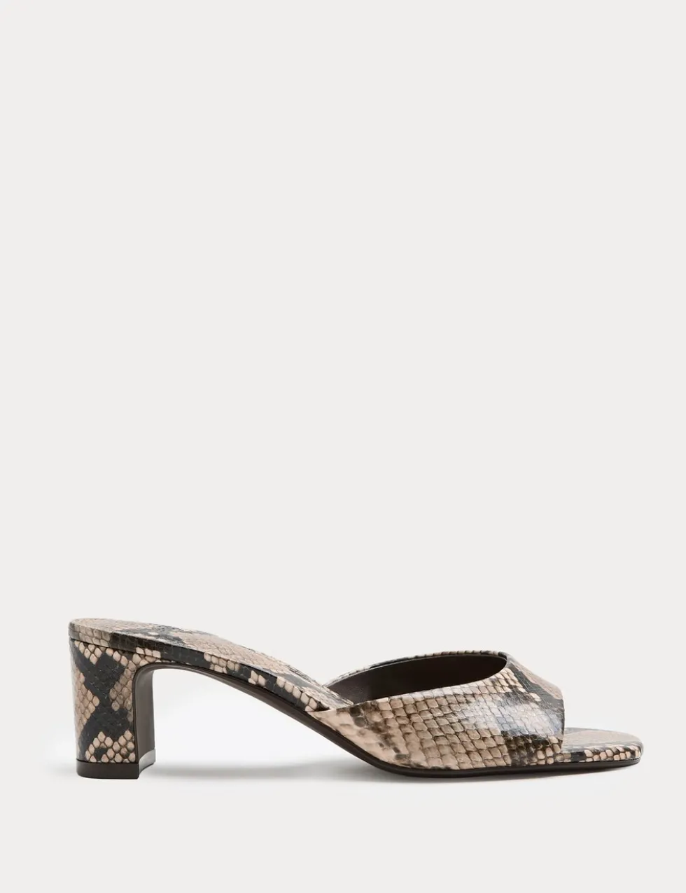 Snake Print Block Heel Mules