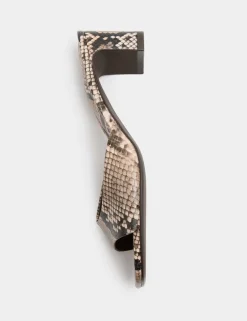 Snake Print Block Heel Mules