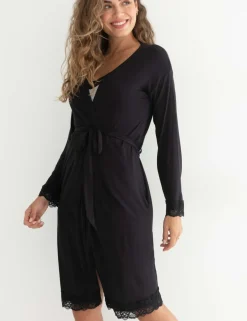 Sofa Loves Lace Jersey Wrap Dressing Gown