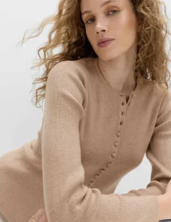 Soft Touch Crew Neck Peplum Fitted Cardigan