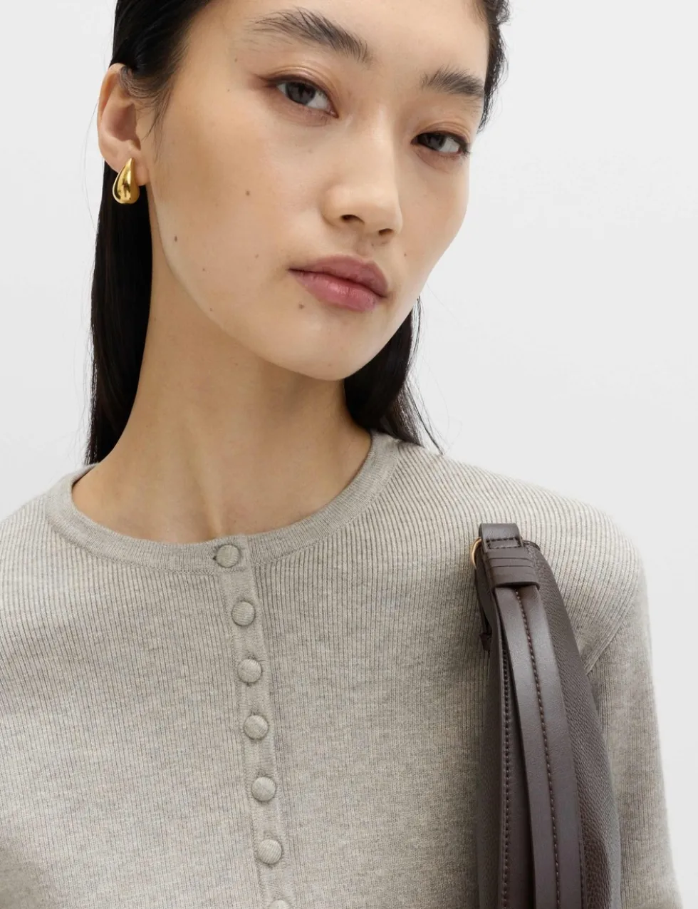 Soft Touch Crew Neck Peplum Fitted Cardigan