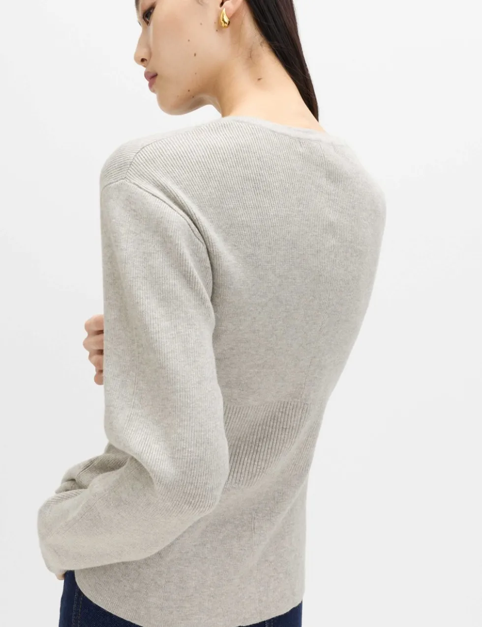 Soft Touch Crew Neck Peplum Fitted Cardigan